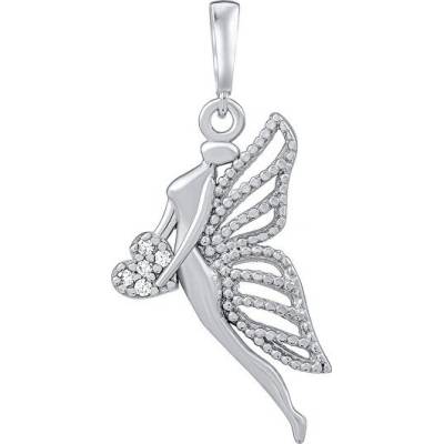 SILVEGO Strieborný prívesok anjel Auriel s čírymi Brilliance Zirconia PRGPAP0633PS