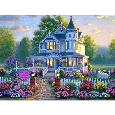 Norimpex - Puzzle Diamant painting: Villa in a blooming garden 30x40cm - 1 - 39 piese