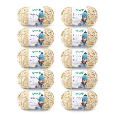 Wolle Funny uni - soft chenille wool for crocheting - cuddly and skin-friendly - 100% polyester - 10 balls 100 g / 120 m - needle size 5-6, beige - 3442-19