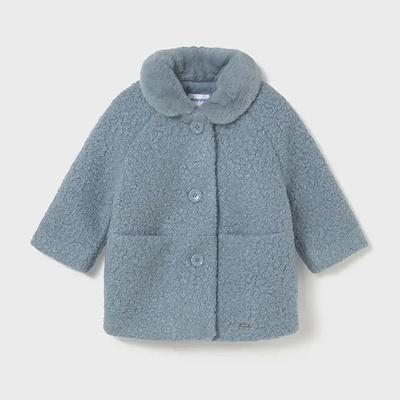 MAYORAL Палто къдрав косъм сиво-син цвят за бебе момиче Mayoral