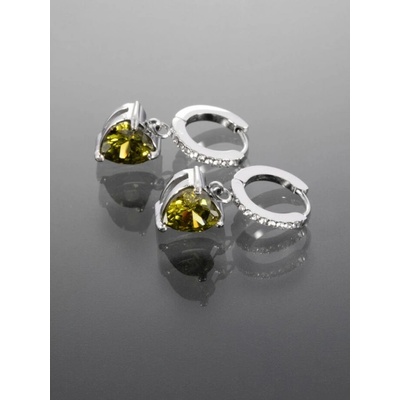 Prosperk náušnice z oceli zelená srdíčka S0931