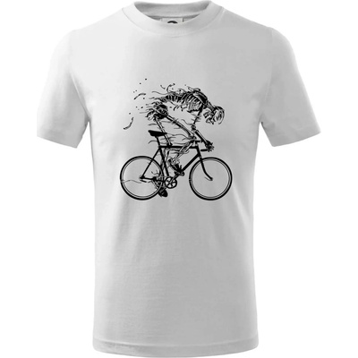 Gravel Bike kostra tričko detské biela