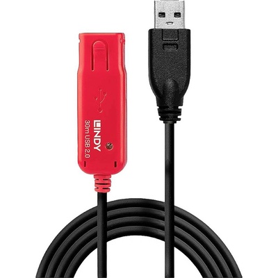 Lindy 42923 USB, USB 2.0 USB-A zástrčka, USB-A zásuvka, 3m, černý, červený