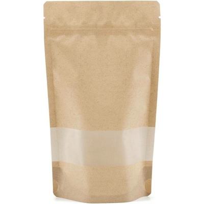 Doypack ZIP | hnědý mat s okénkem | recyklovatelný obsah 750ml (160 × 270 + 80mm)