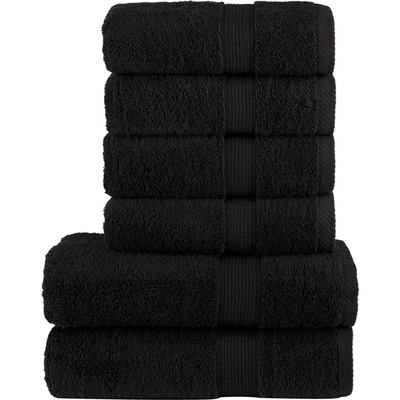 vidaXL Премиум комплект хавлии от 6 части SOLUND черен 600 gsm (137565)
