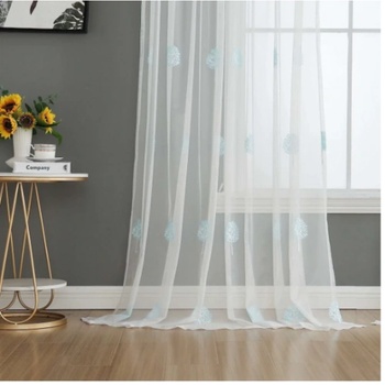 Image 1 of Дрейпари БГ Готово перде с флорална бродерия, серия "Флоренция" с пришита ширит лента за релса и гайки за тръбен корниз, размер 245x200см. код-2023200-04