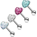 Šperky4U piercing do jazyku srdce PJ01059-P