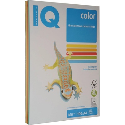 Farebný papier IQ color 5x20 mix intenzívne farby A4 160g