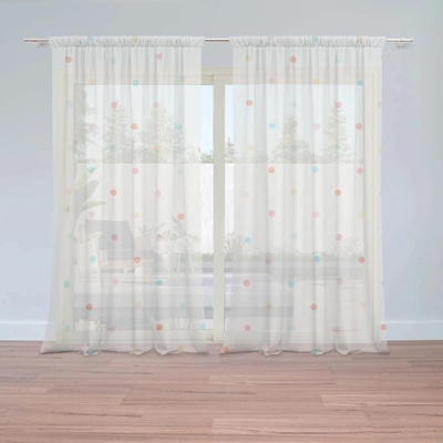Sablio Záclony Farebné bodky na béžovej: 2ks 150x250cm