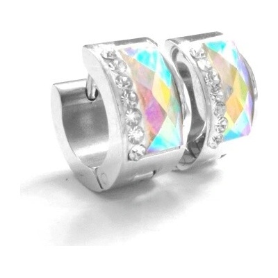 Steel Jewelry náušnice duhové kroužky z chirurgické oceli NS090257