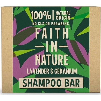 Faith in Nature tuhý šampon levandule a pelargonie 85g