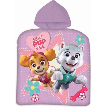 Jerry Fabrics DETSKÝ BAVLNENÝ PONČO UTERÁK S KAPUCŇOU PAW PATROL 50x115 CM VZOROVANÝ