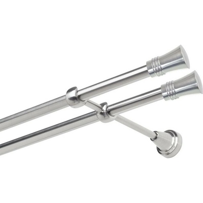 OK-GarnýžeCZ Garnýž kovová dvouřadá 19mm Capri double nerez 240 cm do stěny / na tunýlek - bez kroužků