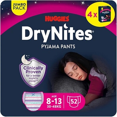 Huggies Dry Nites pre dievčatá 8-13 30-48kg 52ks