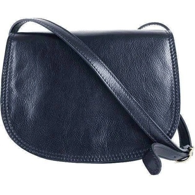 Vera Pelle Tmavomodrá talianska kožená crossbody kabelka z hrubej kože Viera