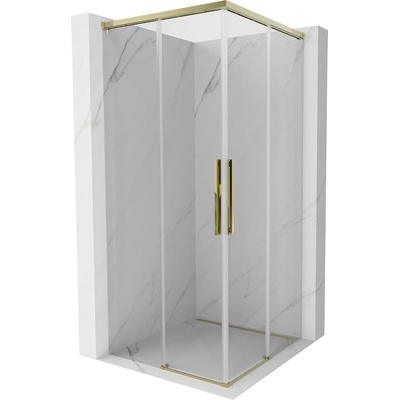 Mexen Rox Двойна плъзгаща се душ кабина 90 x 90 см, прозрачна, златна (8C2D-090-090-50-00)