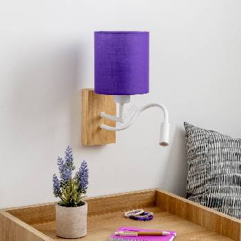 Brilagi - LED Аплик NUBILA WOOD 1xE27/25W/230V + LED/3W дъб/лилава (BG1565M)