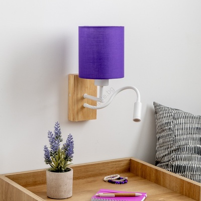 Brilagi - LED Аплик NUBILA WOOD 1xE27/25W/230V + LED/3W дъб/лилава (BG1565M)