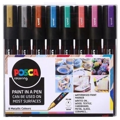 Uni 153544855 Posca akrylové popisovače metalická sada 8 ks