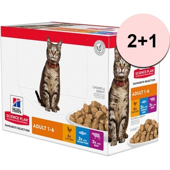 Hill's Science Plan Feline Adult Chicken Beef & Ocean Fish 12 x 85 g