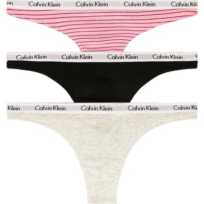 Calvin Klein Dámská tanga QD3587E W5A 3 KUSY šedá