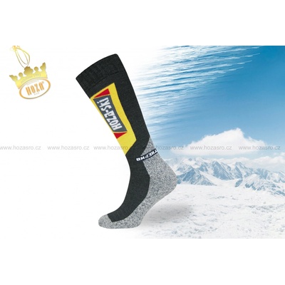 Hoza Ski dětské zimní lyžařské ponožky H204-A černá se žlutou