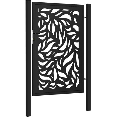 EKOfence Dizajnová bránka FLORA 1kr. 1000x1500mm čierna matná so plotový stĺpikmi 16185