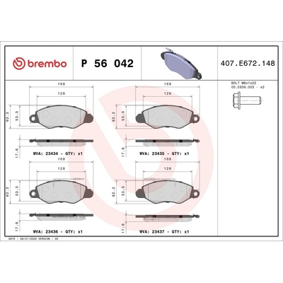 Sada brzdových platničiek, vždy 4 kusy v sade BREMBO P 56 042 (P56042)