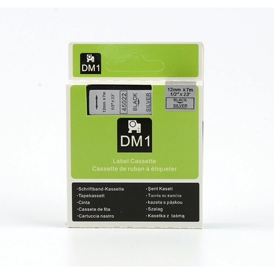 Label Dymo D1 45022 - kompatibilná páska - 12mm, čierne písmo / strieborný podklad, dĺžka 7m