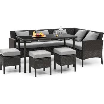 Blumfeldt Titania Dining Lounge Set, градински комплект, черно/светло сиво (TitaniaSet_BLK_HGrau) (TitaniaSet_BLK_HGrau)