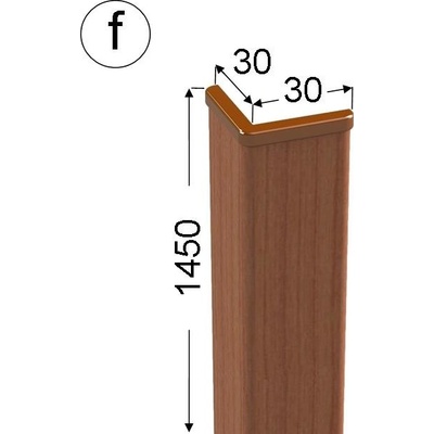 Roh ochranný třešeň fóie 30x30mm, délka 145cm