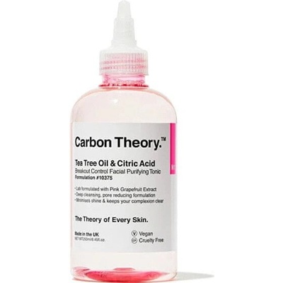 Carbon Theory Tea Tree Oil & Citric Acid čistiace tonikum pre problematickú pleť akné 250 ml