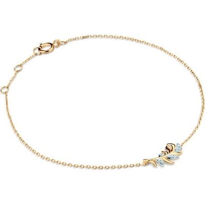 SAVICKI Náramok s príveskom list žlté zlato s diamantom 0.01 ct 18 cm - SAVB08086 Y C