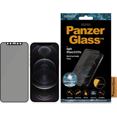 Panzer Стъклен протектор PanzerGlass за Apple iPhone 12/iPhone 12 Pro Case Friendly AntiBacterial Privacy Черен