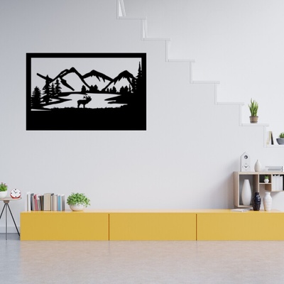 Obraz - zavýjajúci los v horskej krajine Veľkosť rámu: 49x32cm
