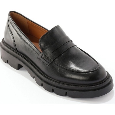 Kožené mokasíny se vzorovanou podrážkou černá