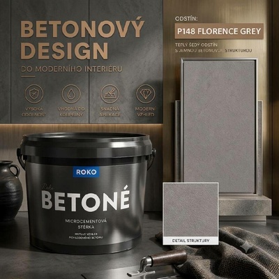 Rokospol Roko Betoné dekorativní stěrka P148 Florence Grey 7 kg