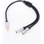 Royal Кабел Royal CABLE-415HQ, от 3.5mm жак(м) към 2x 3.5mm жак(ж), 0.2m, черен, позлатени конектори