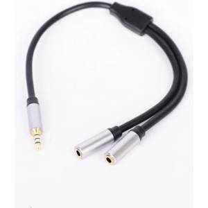 Royal Кабел Royal CABLE-415HQ, от 3.5mm жак(м) към 2x 3.5mm жак(ж), 0.2m, черен, позлатени конектори