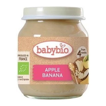 Bebybio Био Плодово пюре - Ябълка и Банан (4+ месеца) - 130г - Babybio