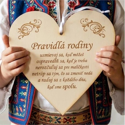 LYMFY | Dřevěná tabulka 17cm-Pravidla rodiny | přírodní dřevo