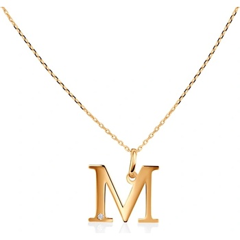SAVICKI Колие с буквата M Savicki: злато, диамант