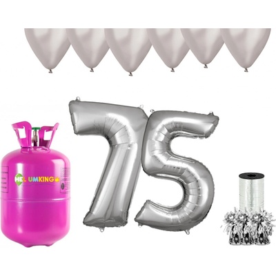 HeliumKing Helium párty set na 75. narozeniny se stříbrnými balónky