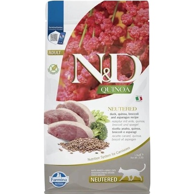 N&D GF Quinoa Cat Neutered Duck&Broccoli&Asparagus 5 kg