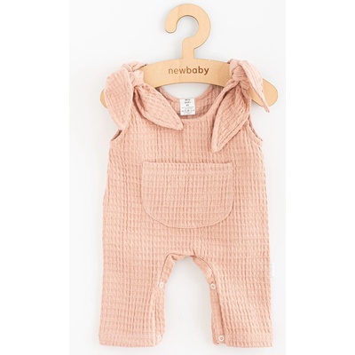 New Baby Dojčenské mušelínové zahradníčky Comfort clothes ružová