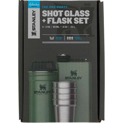 Stanley Adventure Series darčekový set (ploskačka 230 ml + 4x panáky) green