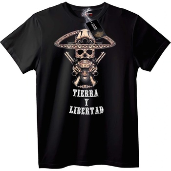 NOONEBRAND Тениска Череп сомбреро Tierra y Libertad - 2XL, White