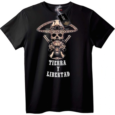 NOONEBRAND Тениска Череп сомбреро Tierra y Libertad - 2XL, White