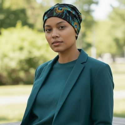 Ebbie bavlněný turban-lotus-bez kamínkového loga PAVÍ PEŘÍ