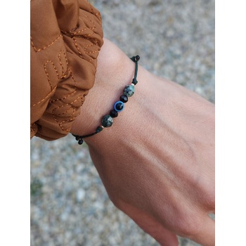 Image 1 of Дамска гривна синьо око със златни топчета